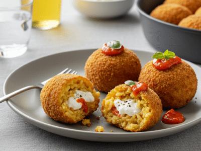 Arancini sans gluten : boulettes de riz farcies et croustillantes