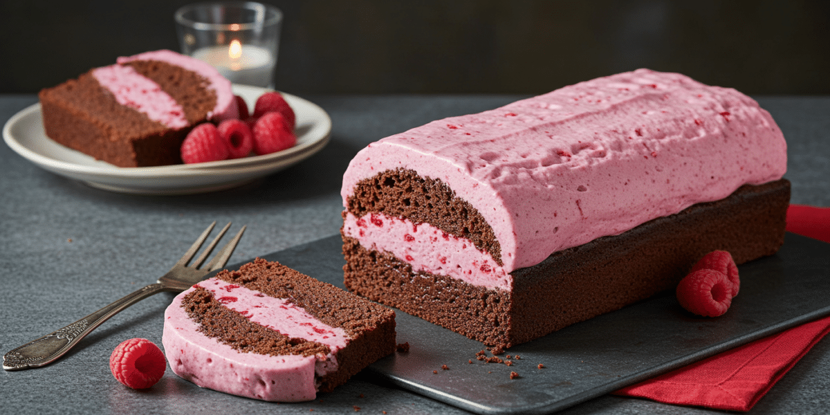 Bûche de Noël sans gluten au chocolat et mousse de framboises
