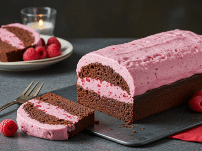 Bûche de Noël sans gluten au chocolat et mousse de framboises