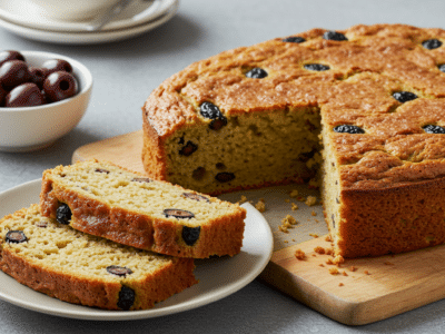 Cake aux olives sans gluten moelleux et savoureux