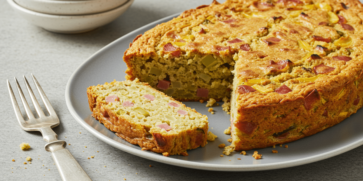 Cake salé sans gluten aux légumes et jambon