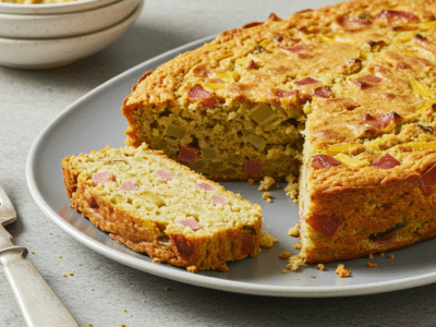 Cake salé sans gluten aux légumes et jambon