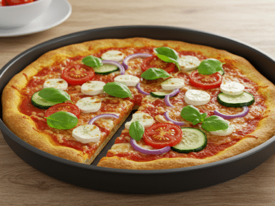 Pizza sans gluten et sans lait, pâte maison légère et garniture savoureuse