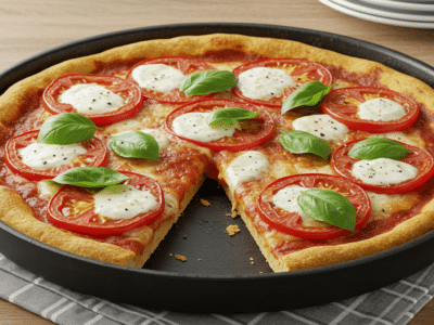 Pizza sans gluten maison avec pâte légère et garniture savoureuse