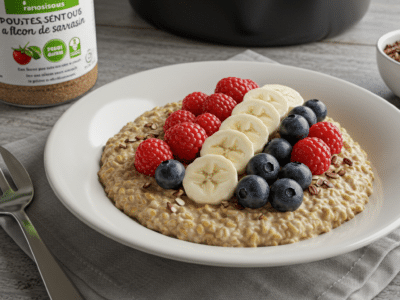 Porridge sans gluten aux flocons de sarrasin et fruits frais