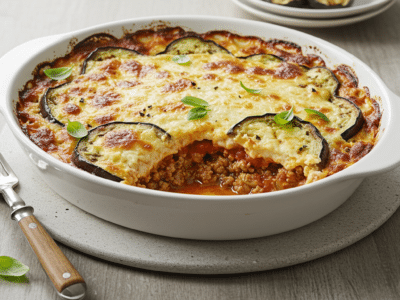Recette de Moussaka sans gluten et sans lactose