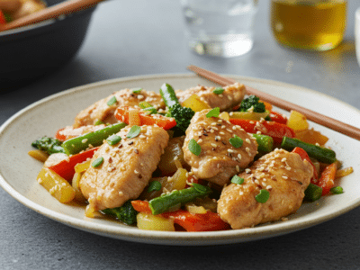 Recette de poulet sauté aux légumes sans gluten ni lactose