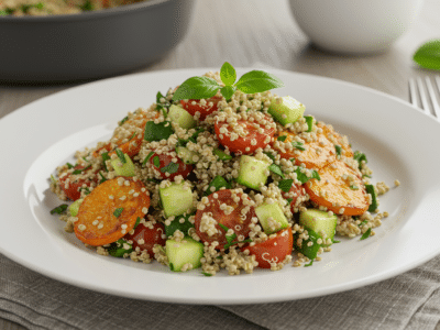 Salade de quinoa sans gluten et sans lactose, fraîcheur et légèreté