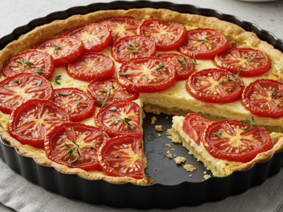 Tarte à la tomate sans gluten à la pâte maison