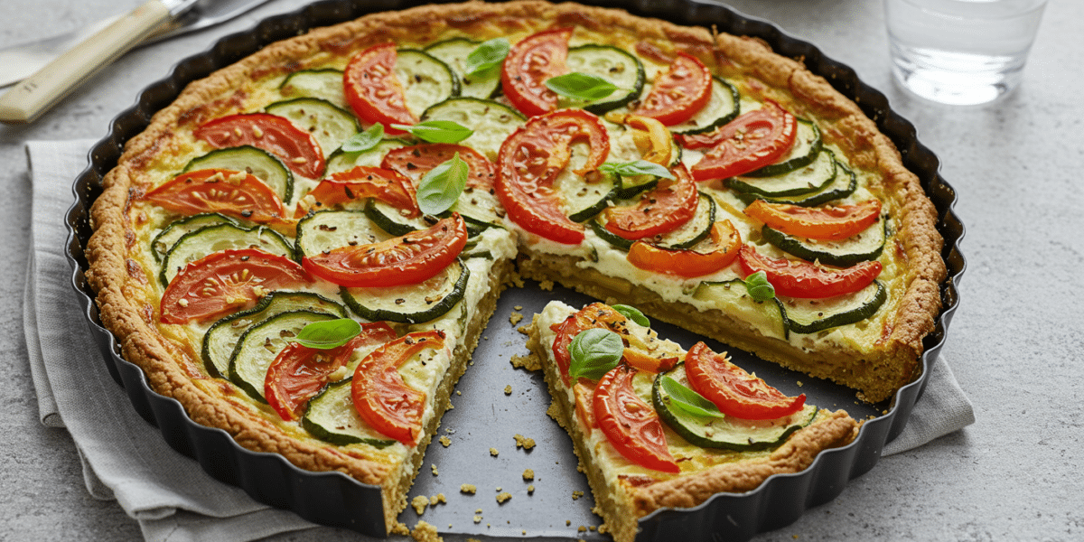 Tarte sans gluten sans lactose aux légumes de saison