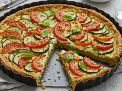 Tarte sans gluten sans lactose aux légumes de saison