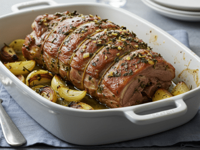 Agneau Pascal rôti sans gluten aux herbes fraîches