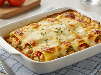 Cannelloni sans lactose au poulet et épinards