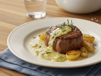 Filet Mignon Sans Gluten aux Herbes et Sauce Crémeuse