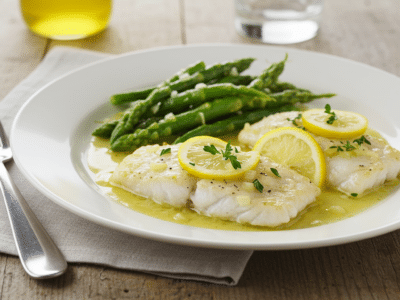 Filets de poisson blanc sauce citronnée sans lactose