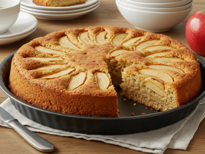 Recette de pâtisserie sans gluten et sans œuf : gâteau moelleux aux pommes