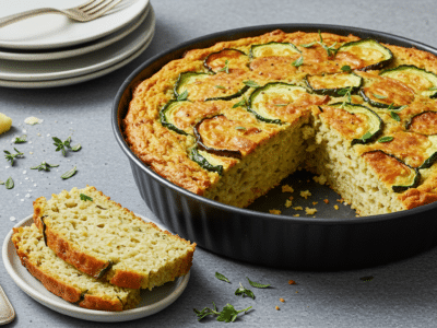 Cake salé sans gluten et sans œuf aux légumes et herbes fraîches