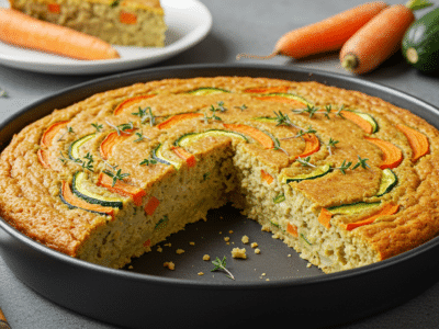 Cake salé vegan sans œuf aux légumes et herbes fraîches