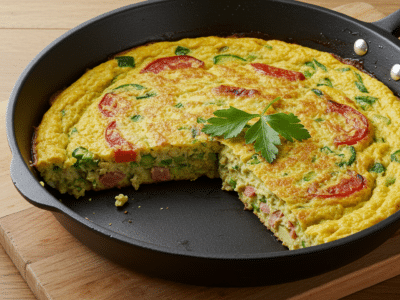 Omelette végétalienne sans œuf à base de farine de pois chiche