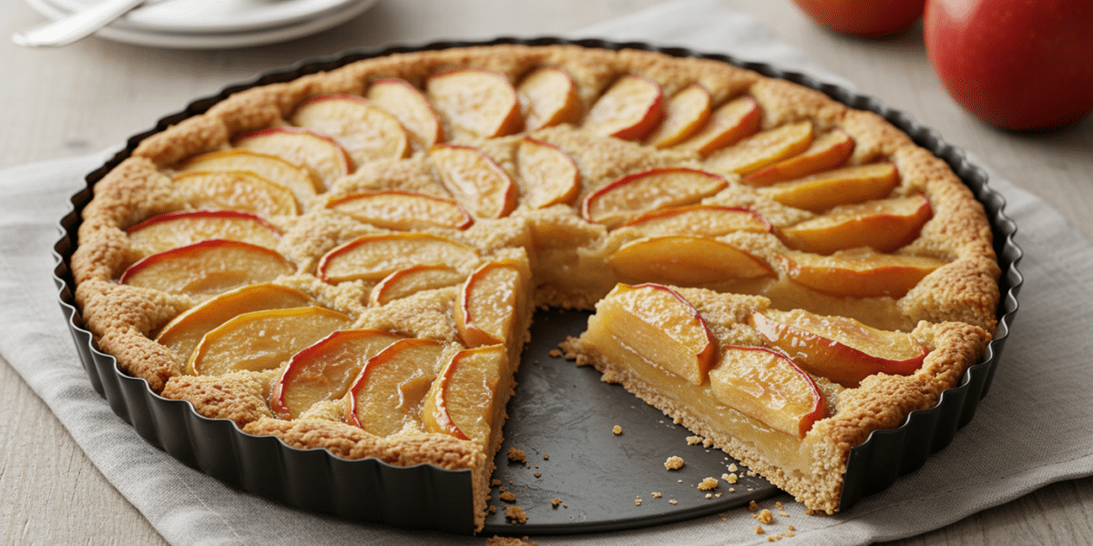 Tarte aux pommes sans œuf, pâte maison et compote légère