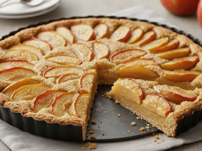 Tarte aux pommes sans œuf, pâte maison et compote légère