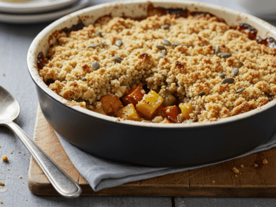 Crumble salé sans gluten et sans lactose aux légumes de saison