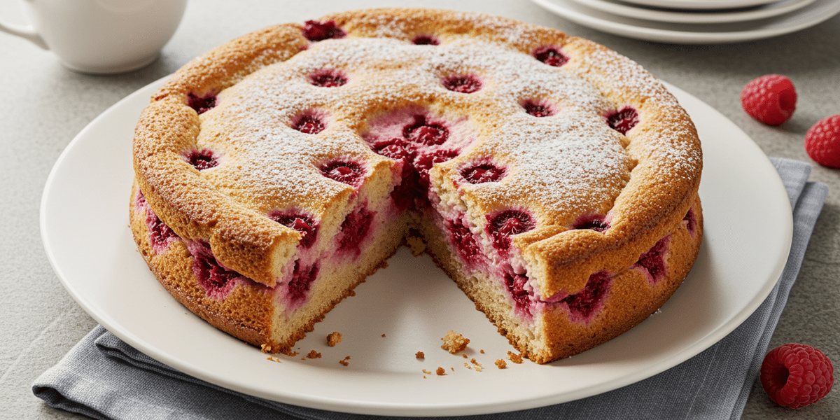 Gâteau moelleux aux framboises sans gluten et sans lactose