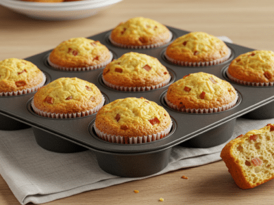 Muffins salés sans œuf au jambon
