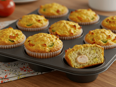 Muffins salés sans œuf au poulet et aux légumes