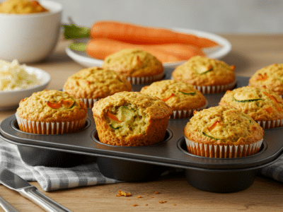 Muffins salés sans œuf aux légumes et fromage