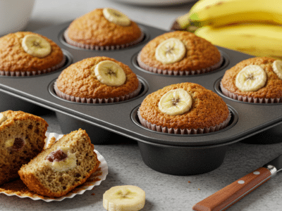 Muffins sans œuf à la banane moelleux