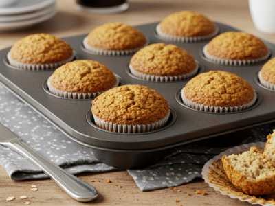 Muffins sans œuf aux flocons d&rsquo;avoine moelleux