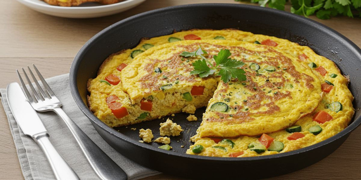 Omelette Vegan Sans Œuf à Base de Tofu et Farine de Pois Chiches
