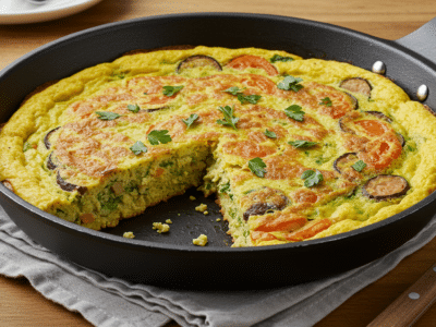 Omelette sans œuf végane à base de farine de pois chiche