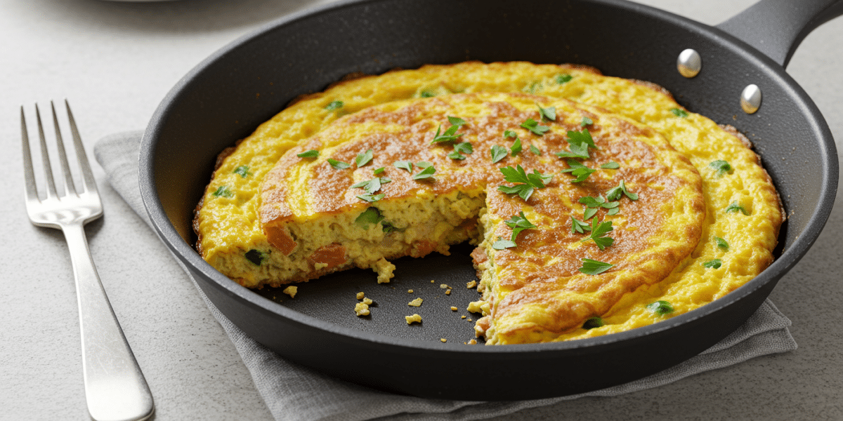 Omelette végétalienne sans œufs à base de farine de pois chiche