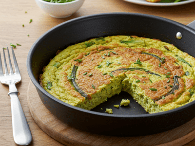 Omelette vegan sans œuf ni lait à base de farine de pois chiche