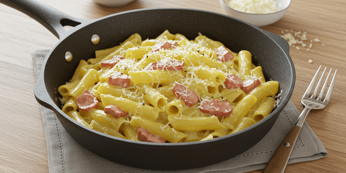 Pâtes à la Carbonara sans œuf, version crémeuse et savoureuse