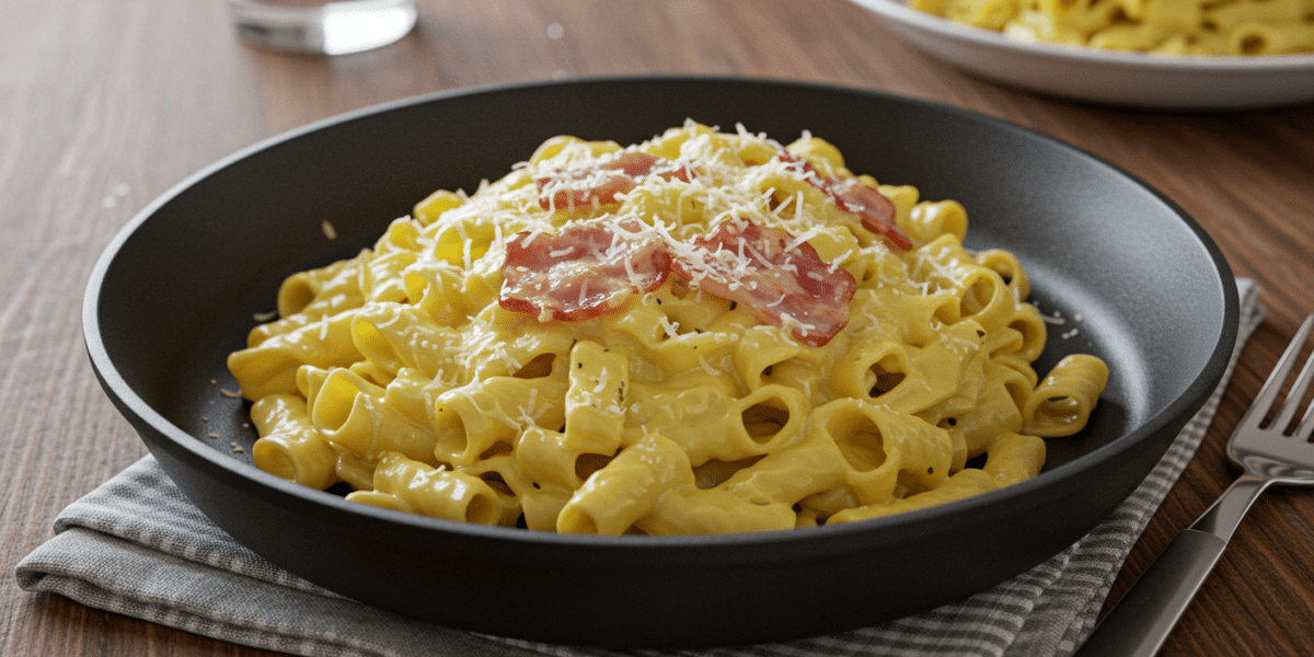 Pâtes à la Carbonara sans œuf ni crème fraîche