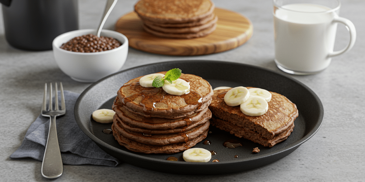 Pancakes sans œuf au chocolat moelleux