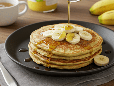 Pancakes sans œuf au yaourt et à la banane