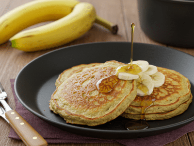 Pancakes sans œuf et sans farine à base de banane et flocons d&rsquo;avoine