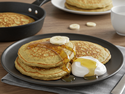 Pancakes sans œufs à l&rsquo;avoine moelleux et légers