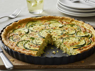 Quiche sans œuf, sans pâte et sans crème à base de légumes et tofu soyeux