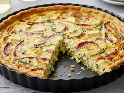 Quiche sans œuf et lardons végétariens
