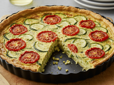 Quiche sans œuf et sans pâte – recette végétalienne légère et savoureuse