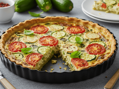 Quiche végétalienne sans œuf ni lait à base de tofu soyeux et légumes