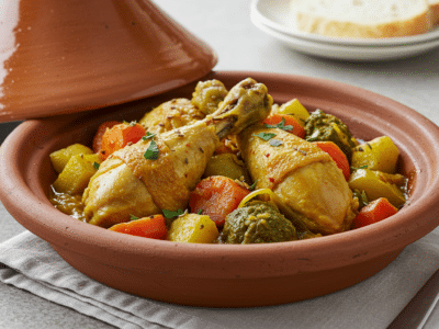 Tajine de poulet aux légumes sans gluten et sans lactose