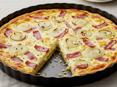 Tarte Flambée sans œuf traditionnelle alsacienne