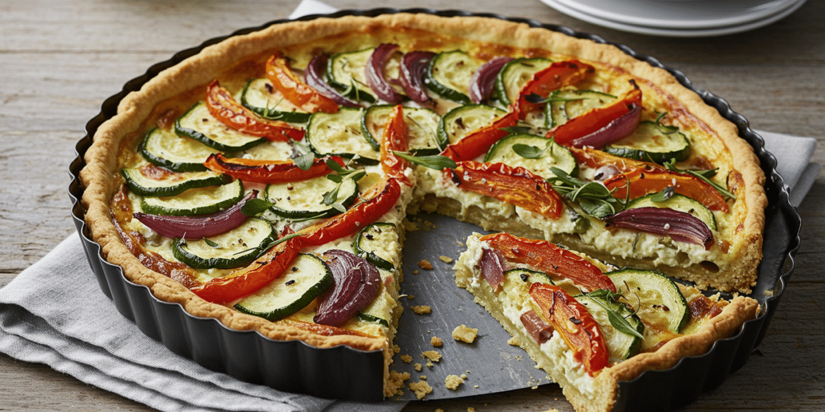 Tarte sans œuf ni gluten aux légumes de saison