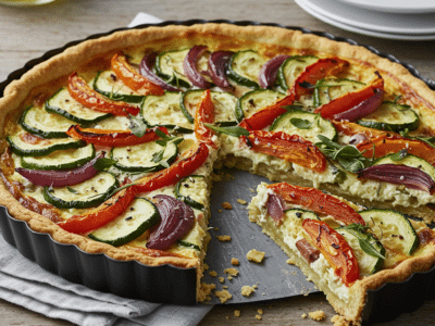 Tarte sans œuf ni gluten aux légumes de saison